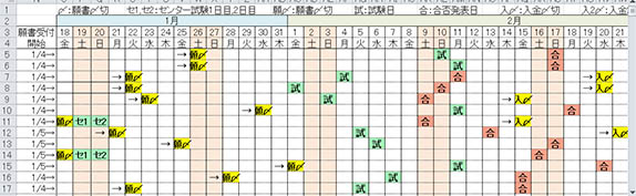 2013年受験日程表2